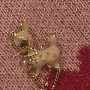 Gold and Cream Deer Brooch